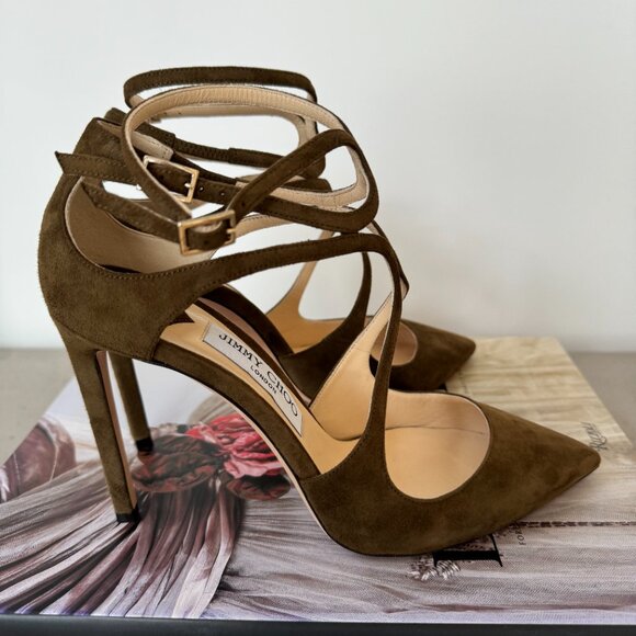 Jimmy Choo Suede T-Strap Pumps - Picture 3 of 7